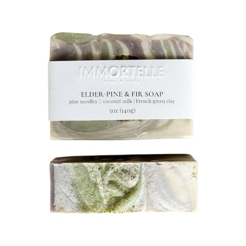 Elder Pine & Fir body soap/coconut milk/Shea butter / 5oz / handmade/housewarming/clay/moisturizing/all skin types/vegan/all natural -  IMMORTELLE Soap and Body