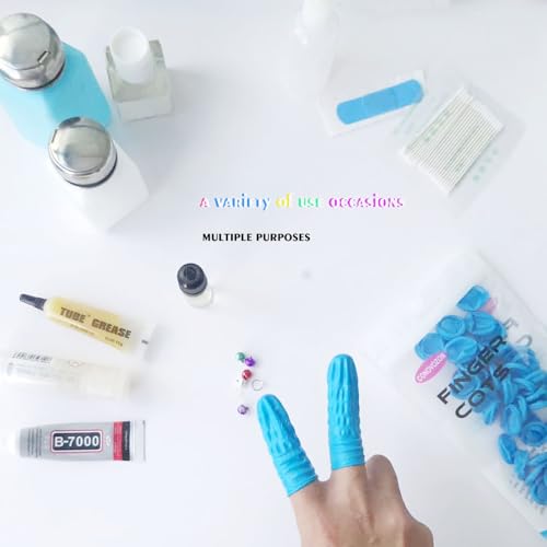 Image of Medium Disposable Nitrile Finger Cots, Anti-Static Non-allergenic Finger Protectors,Suitable for Beauty, Cleaning, Massage,Electronic Repair 100 pcs (Blue)