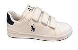  Ralph Lauren Poloshirt Heritage Court Weiß - Marineblau Sneaker Leder Kinder Größe 22 bis 29, Weiß, Marineblau, 27 EU