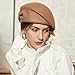 Wool Felt Berets Hats for Women Ladies Vintage Tea Party Dress Fascinator Winter Cap Khaki Formal Cocktail Church Wedding Hat with Bowknot