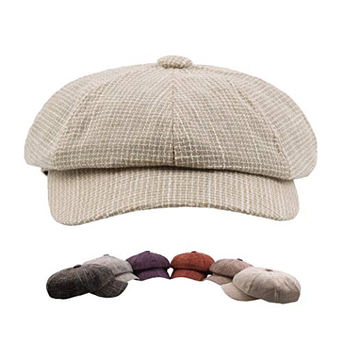 Plaid Newsboy Cap For Woman Retro Flat Baker Hat Ladies Casual Spring Autumn Vintage Gatsby Caps Purple #TOP2