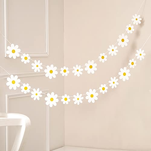 Myhiju 2 Packs Daisy Boho Banner Party Decorations,Groovy Party Favors White Daisy Decor Spring Flower Garland Daisy Paper Cutouts For Indoor Outdoor Girls Shower Birthday Party Supplies #TOP1