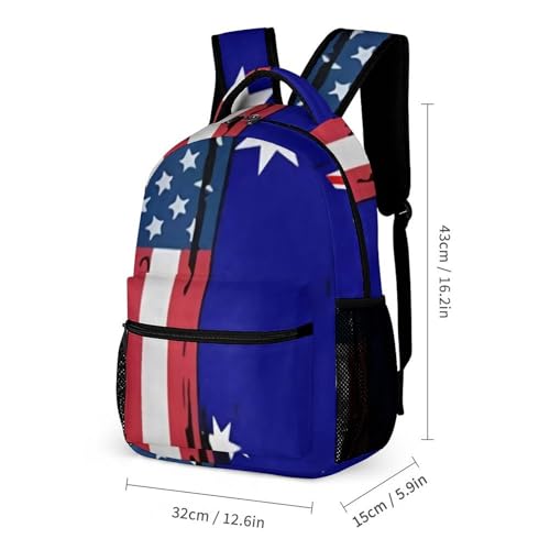 U.S.A And Australian Flag 3 PCS Backpack Set Casual Daypack with Insulated Lunch Bag & Pencil Case2