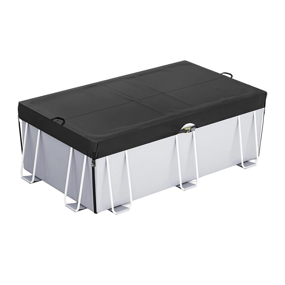 Copertura per piscina rettangolare nera 210D Oxford resistente alle intemperie Tarp con coulisse