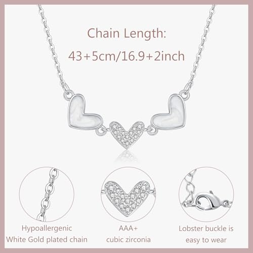 30th 40th 50th 60th Birthday Gifts for Women, Silver Heart Necklace with Sparkling Cubic Zirconia Romantic Women Gifts for Birthday2