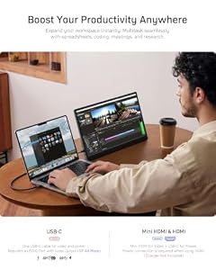 Yxk Portable Monitor 15.6 Inch 1080P 60Hz IPS HDR Ultra-Slim Travel Monitor with Dual Speakers USB-C HDMI Second Screen for Laptop PC Mac Phone Xbox PS4/5 Switch, VESA Kickstand, Zero Frame Gaming — photo 3 of 6