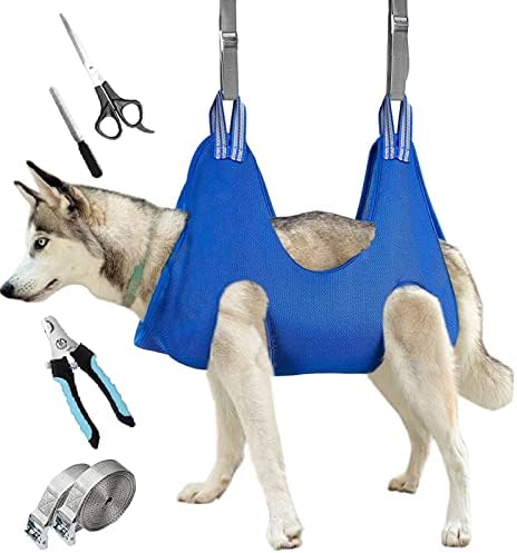 Gearmatte Pet Grooming Hammock Harness for Large Dogs,Dog Grooming Holder Restraint Bag,Dog Clipping Sling Helper with Nail Trimmer/Scissor/Nail File