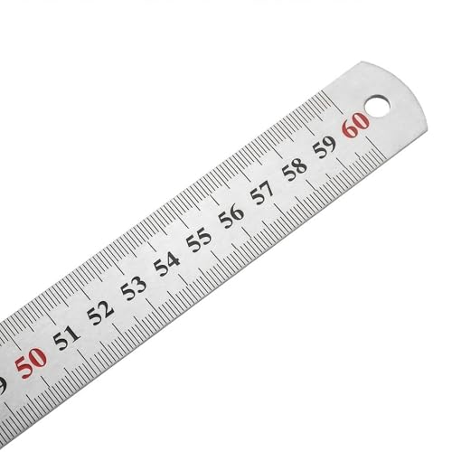 Règle en Acier Inoxydable 60 cm, Règle Métallique de Précision avec Double Graduation (Métrique et Impériale), Outil de Mesure Épais et Durable pour Bricolage, Menuiserie, Bureau, École et Dessin