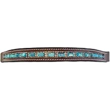 Teal Rectangular Crystal Bling Leather English Browband