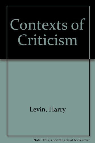 Contexts and Criticism B000JL14LE Book Cover