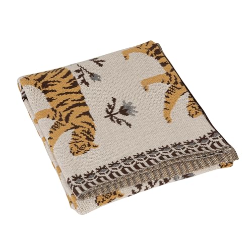 Image of Creative Co-Op Cotton Knit Baby Blanket with Tigers, Multicolor