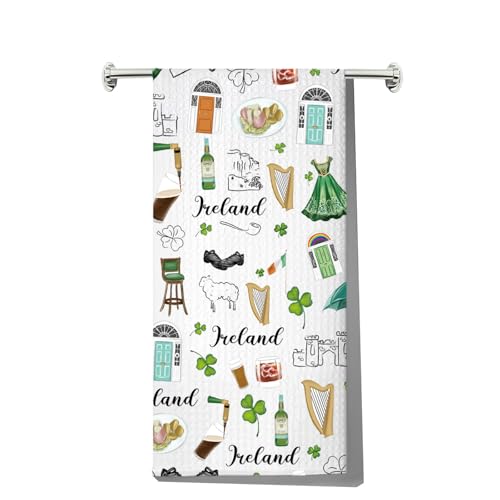 JNIAP Irish Kitchen Towel - Ireland Kt - Polyester/Polymer Blend - Large - Rectangular - Super Soft - Machine Wash - 1 Count