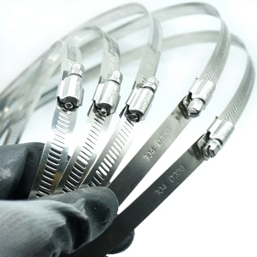 TEXNINC 6 Pcs 9.8-Inch/250mm (Diameter) 304 Stainless Steel Adjustable Worm Gear Hose Clamps, Heavy Duty Metal Clamps Band Clamp for Securing Pipe, Tube, Air Duct, Dryer, Road Camera Mounting
