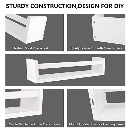 Birola Nursery Book Shelves Classic White Set Of 3,Wood Floating Nursery Shelves For Wall,Wall Bookshelves For Kids(White) #TOP6