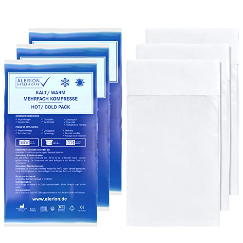 Alerion 3x Kalt Warm Kompresse16x26 cm Set Angebot mit Vlieshülle Mehrfach Kompresse Wiederverwendbar Mikrowellen geeignet + 3 Vlieshüllen Coolpad Kühlpads