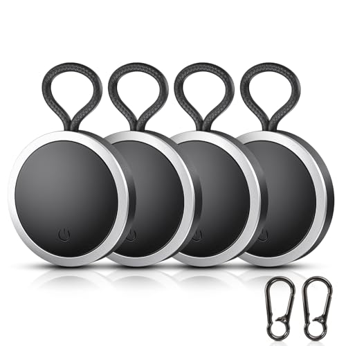 Image of 4-Pack Air Tracker Tags Compatible with Find My (iOS Only) Bluetooth Tracker, Smart Keys Finder and Item Locator with Hooks for Wallet Luggage Backpack 4Black