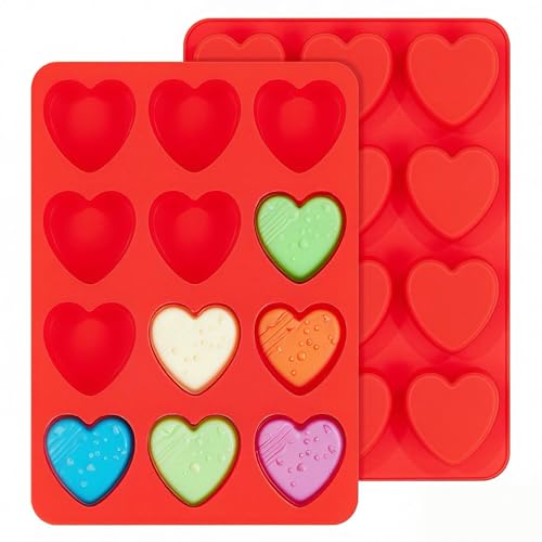 Heart Silicone Mold - 2Pcs Silicone Baking Pan, Non-stick and Bpa Free for Candy Chocolate Gummies Baking