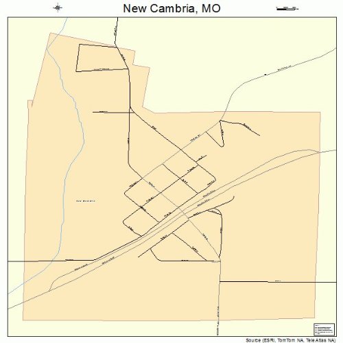 Large Street & Road Map of New Cambria, Missouri MO Printed poster size wall atlas of your