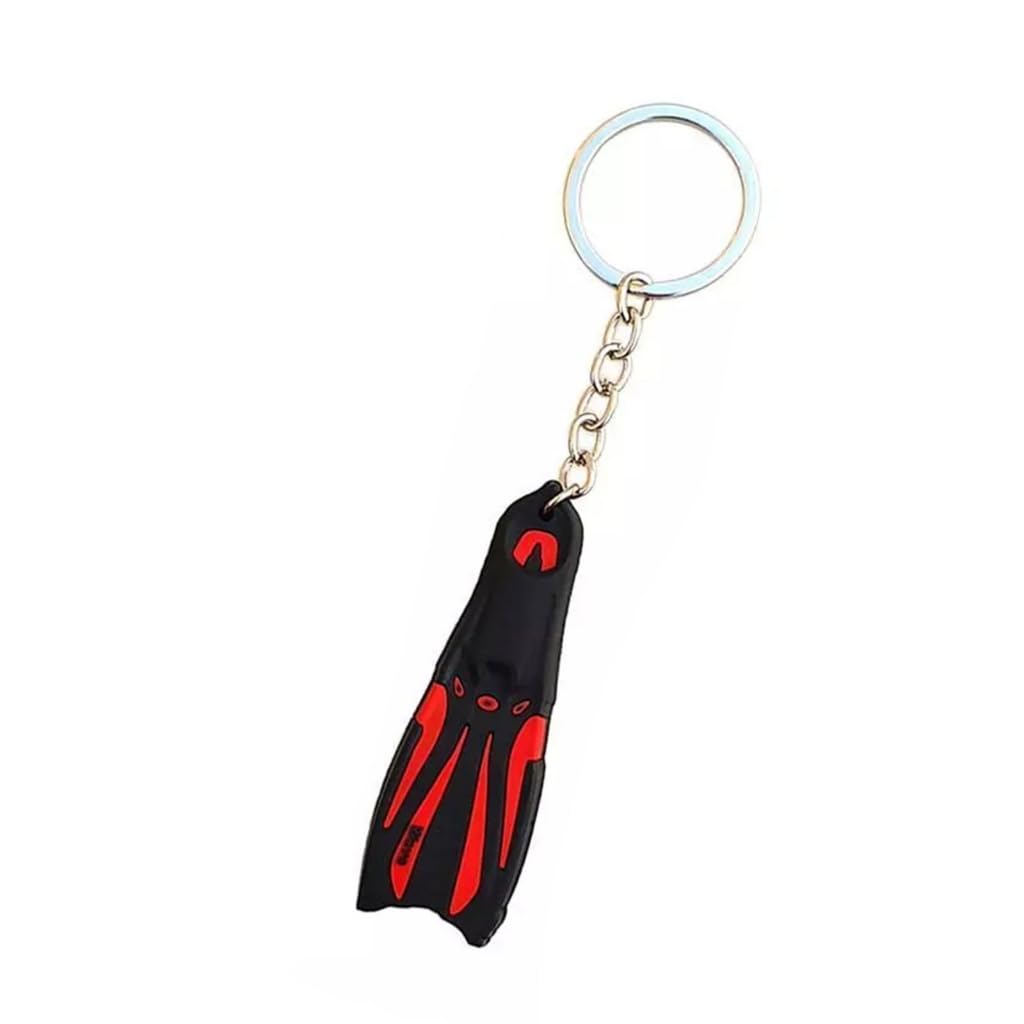 Fanswan Women's Red 1Piece Silicone Diving Flippers Keychain Silicone Diver Fin Keyring Elegant Key Holder Ocean Theme Accessory 13Cm,