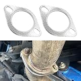 Rebvugr 2PCS Car Exhaust Gasket, Exhaust Flange Gasket, 2-Bolt 2.5 Inch Sealing Flange Pad Replacement, Auto Standard High Temperature Catalytic Converter Muffler Rings for Truck SUV Car (2.5 Inch)