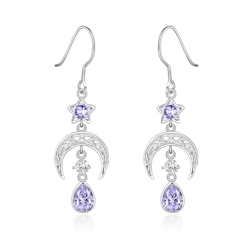 Boucles d'oreilles lune et étoile en argent 925, bijou d'anniversaire