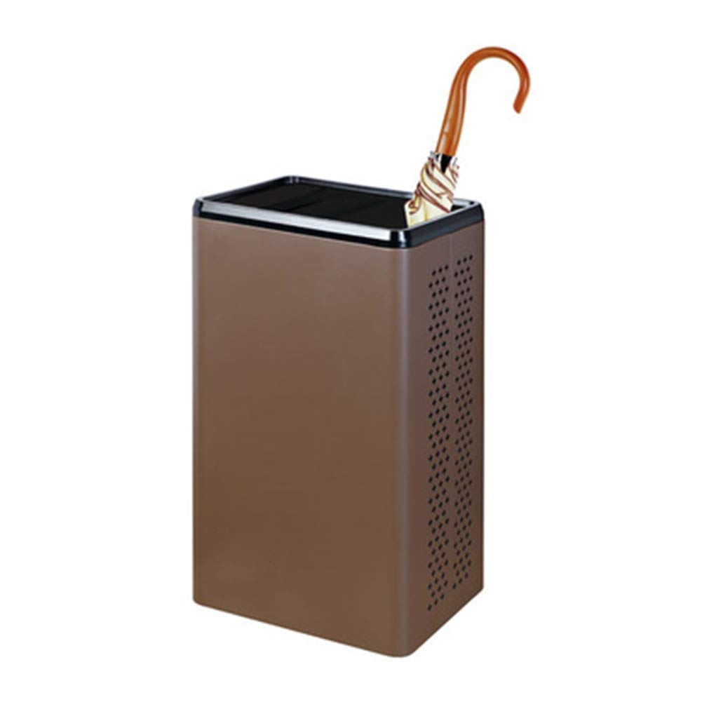 Seau de rangement pour parapluies en acier marron au supermarché