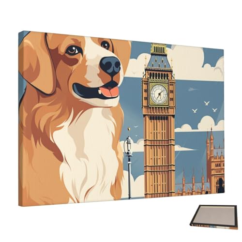 Toile esthétique chien Big Ben pour créer une ambiance artistique dans votre salon