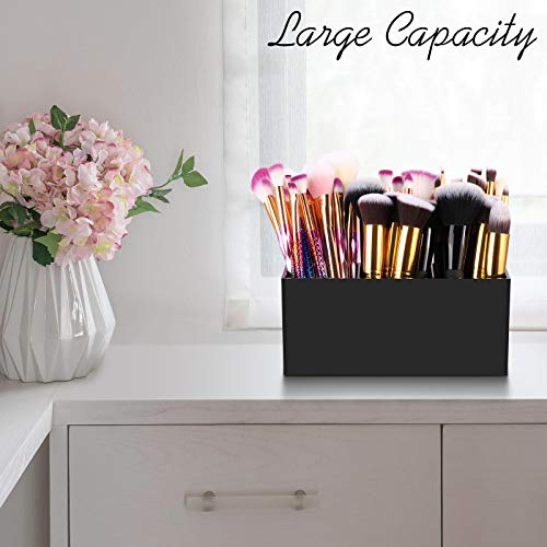 Image of Tbestmax Makeup Brush Holder Organizer Cosmetic Brushes Container Storage 3 Slots - Great for Vanity (Black)