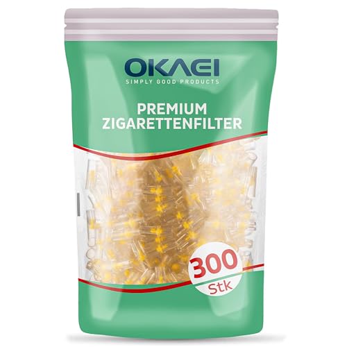 OKAEI Zigarettenfilter – 300 Stück, wiederverwendbar, passend für 8 mm Zigaretten, kompatibel mit Regular- und King-Size-Zigaretten