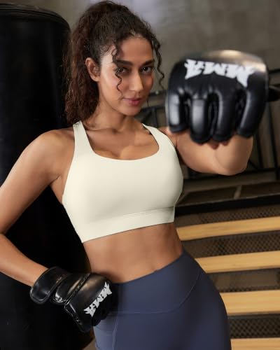 Image of RUNNING GIRL Sports Bra for Women,Molded Cup Strappy Running High Impact Sports Bra with Sewn in Pads