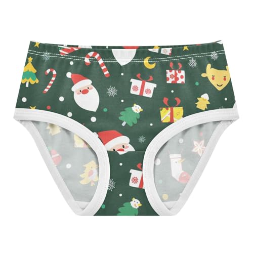 Breathable Girls' Panties Comfort Color for Toddlers Christmas Santa in Sizes 2T,3T, 4T, 5T, 6Y and 8Y