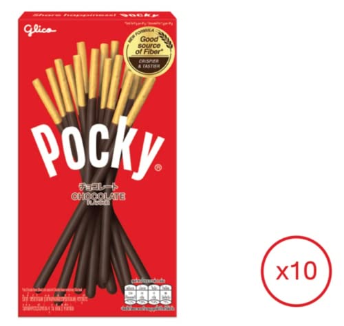 Pocky Chocolate Cream Covered Biscuit Sticks 47 Gram (Pack of 10) Product of Thailand