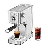 CHULUX Elite Espresso Machine 20 Bar, Compact Stainless Steel Hot and Ice Espresso Coffee Maker with Steam Wand for Americano, Latte, Cappuccino & Home Barista Brewing, Sliver