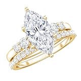 2 Carat IGI Certified Lab Grown Diamond Wedding Ring Set, E-Vs1 Quality, 10K Yellow Gold, Size:US 6.75