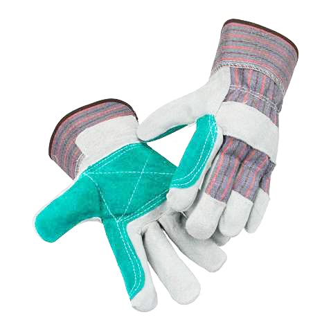 ATERET Heavy Duty Premium Double Palm Index Finger Work Gloves w Rubberized Cuff