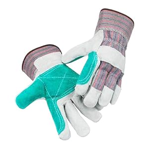 ATERET Heavy Duty Premium Double Palm Index Finger Work Gloves w Rubberized Cuff