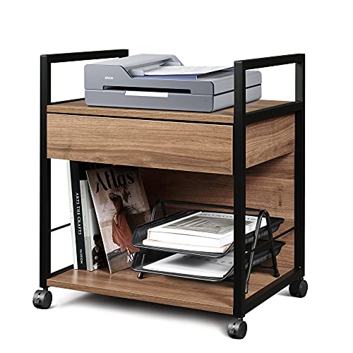 DEVAISE Mobile Printer Stand with Storage Drawer, Modern File Cabinet Printer Cart for Home Office