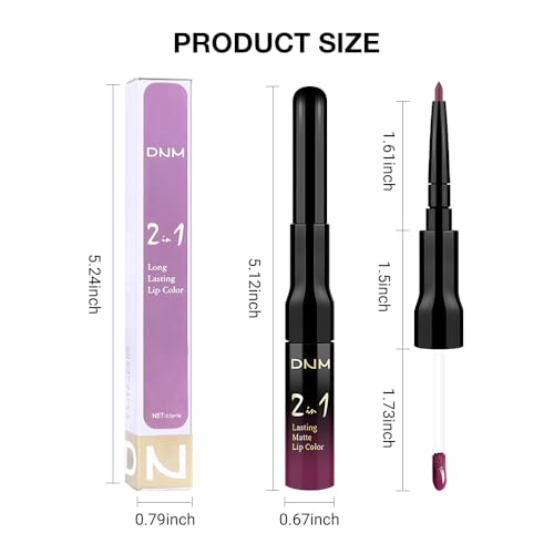 Image of evpct 1Pcs Dark Plum Purple Matte Lip Liner and Liquid Lipstick Stain Makeup Set for women, Plum Red Long Lasting Smudge Proof Lipstick labiales matte mate larga duracion listip 24 hours originales,18