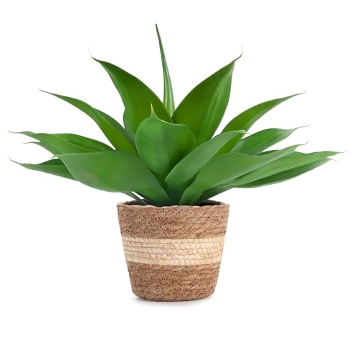 Velener Fake Agave with Rattan Pot, Artificial Plant Outdoor Agave
