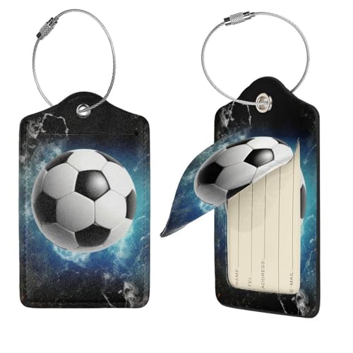 Étiquette de bagage football en cuir pour valise et sac de sport de toute la famille
