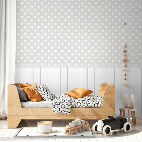 Papel pintado infantil gris lavable Profhome para renovar paredes sin obras 2