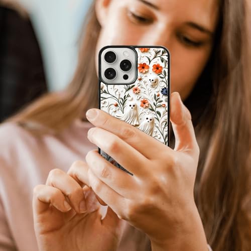 MMYAJT Cute Ghost Floral Phone Case Fit for iPhone 15 Pro Max — TPU Shockproof Designed Halloween Spooky Phone Cover Gift for Boy Girl Men Women - image 6
