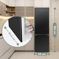 Bomann Kühlschrank mit Gefrierfach | Energieklasse D | 180cm | Kühl Gefrierkombination leise 39 dB | 4 Ablagen & 3 Schubladen | Türanschlag wechselbar | 269L Kühlgefrierkombi | KG 184 schwarz – Ansicht 6
