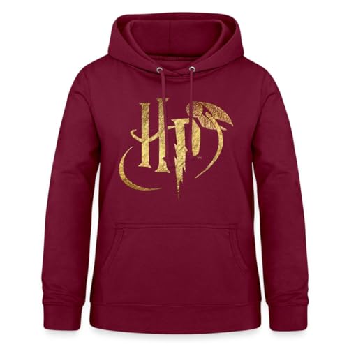 Spreadshirt Harry Potter Golden Snitch Logo Women's Hoodie, M, bordeaux