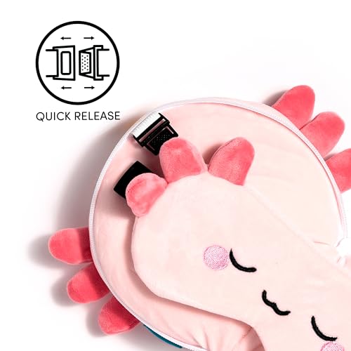 Relaxeazzz Adoramals Maddie the Axolotl Travel Pillow & Eye Mask - Sleep Eye Mask Masks - Kids Travel Accessories For Sleeping Airplane - Flight Plane Neck Pillow Pillows - Image 4