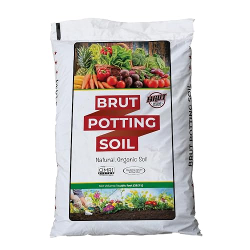 Brut Organic Potting Soil – 1CF, Premium Plant Soil with Organic Worm Castings, Trace Minerals & Perlite – Chemical-Free, Filler-Free – Ideal Potting Mix for Indoor & Outdoor Plants – 1pck