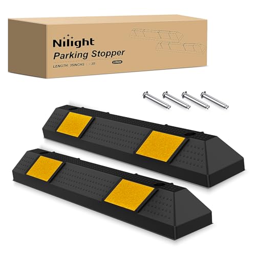 Nilight 36 Inch Parking Curb - 2 Pack Heavy Duty Rubber Garage Driveway Wheel Parking Stopper Blocks for Cars, SUVs, and Trucks