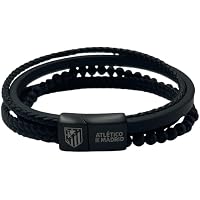 Pulsera de piel color negro del Atlético de Madrid. Varias tiras