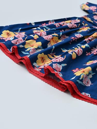 Image of mini mama by Bella Moda Front Flower Applique Dress (Blue, 18-24M)