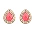 Candy Color Drop Zircon Crystal 18k Gold Plated Earrings Stud Women Jewelry + 925 Sterling Silver Earnuts 989 (989)